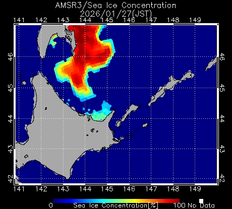 いぶきGW/AMSR3が捉えたオホーツク海の流氷 サムネイル画像